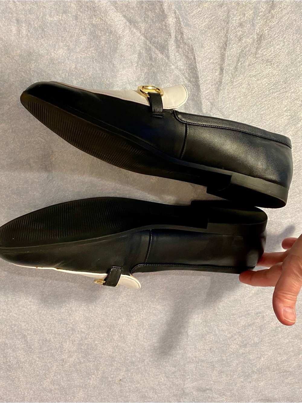 Alfani Two-Tone Black and White Leather Loafers with Gold Bit - Picture 8 of 8